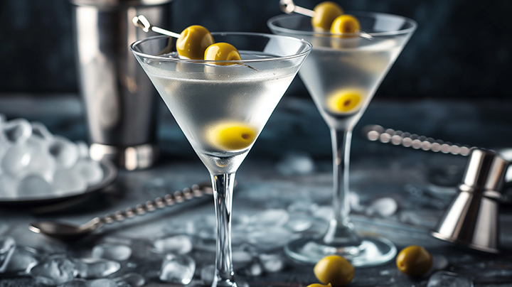 Vodka Martini up with olives