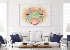 Blue crab colorful art