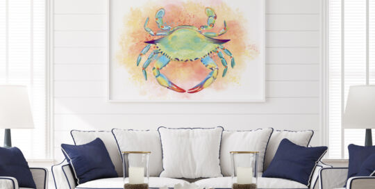 Blue crab colorful art